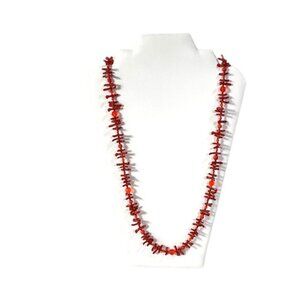 36" red coral and bead necklace.